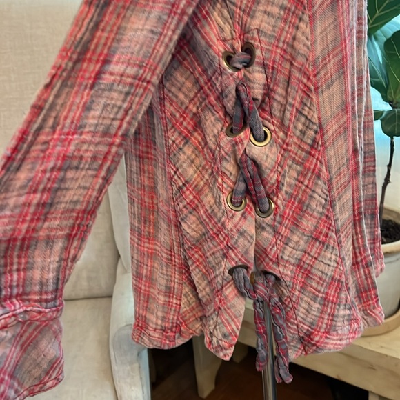 Free People Oversized Plaid side tie tunic - Picture 6 of 9